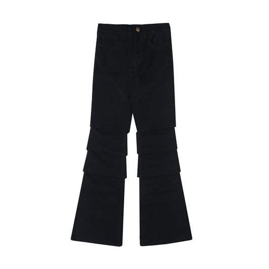 Knee Gathered Flared Jeans