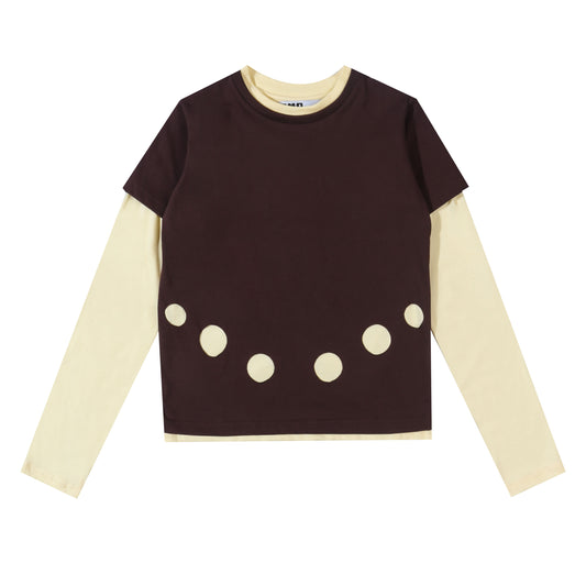 Pom Layered T-Shirt - Brown-Butter