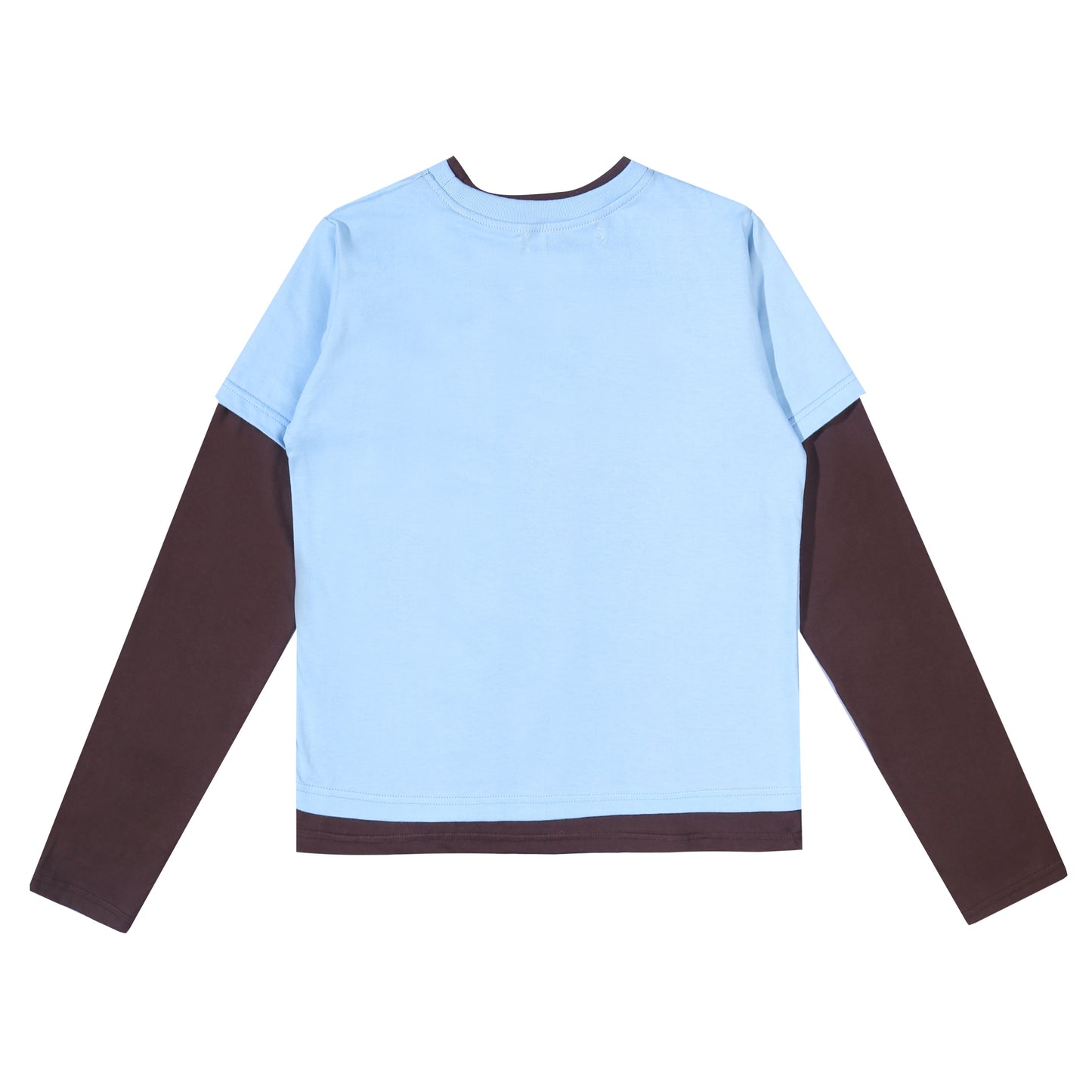 Pom Layered T-Shirt - Blue-Brown
