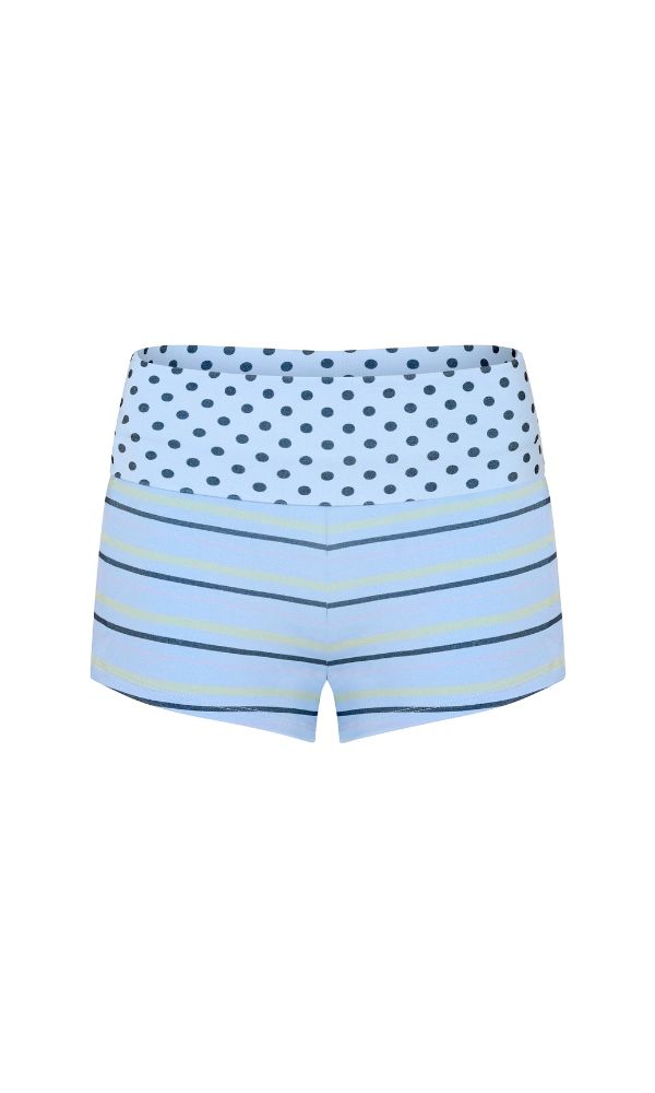 Printed Fold Over Shorts - Sky