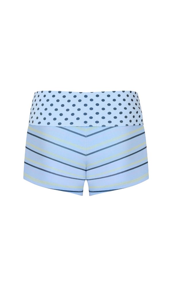 Printed Fold Over Shorts - Sky