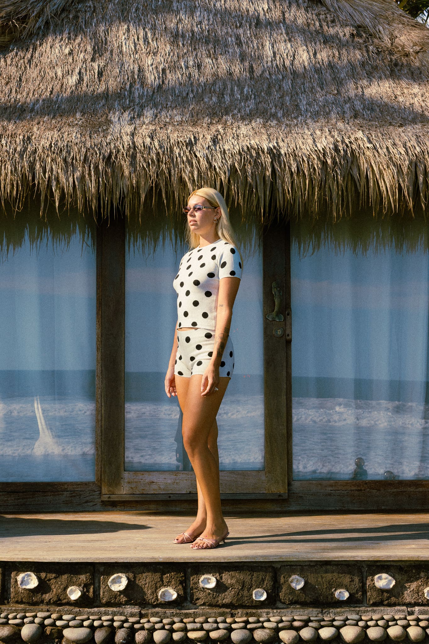 Polkadot Knit Top - Broken White