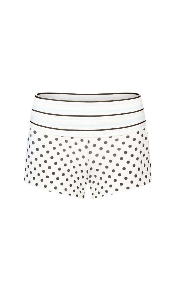 Printed Fold Over Shorts - White