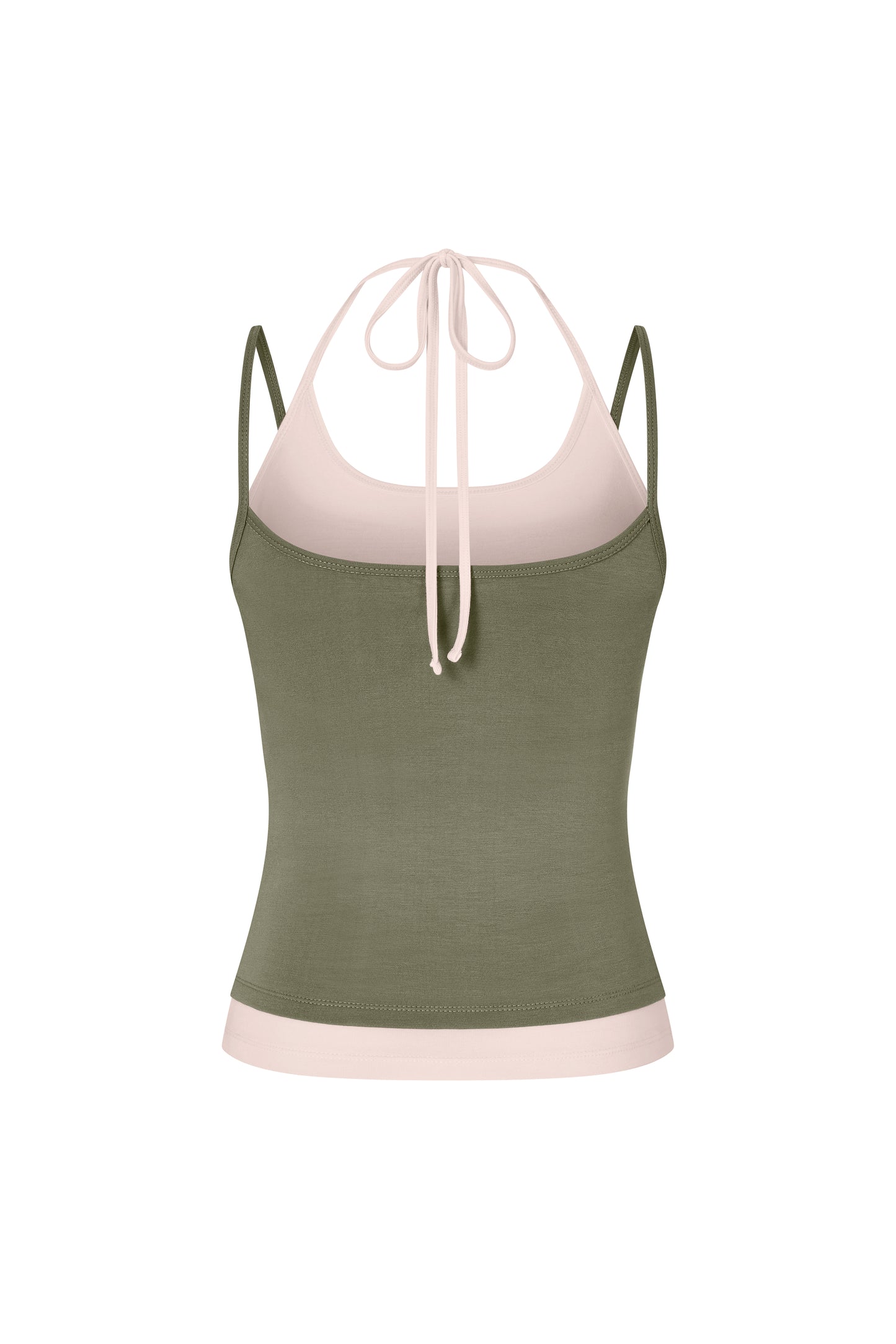 Layered Halter Neck Tank - Moss-Powder