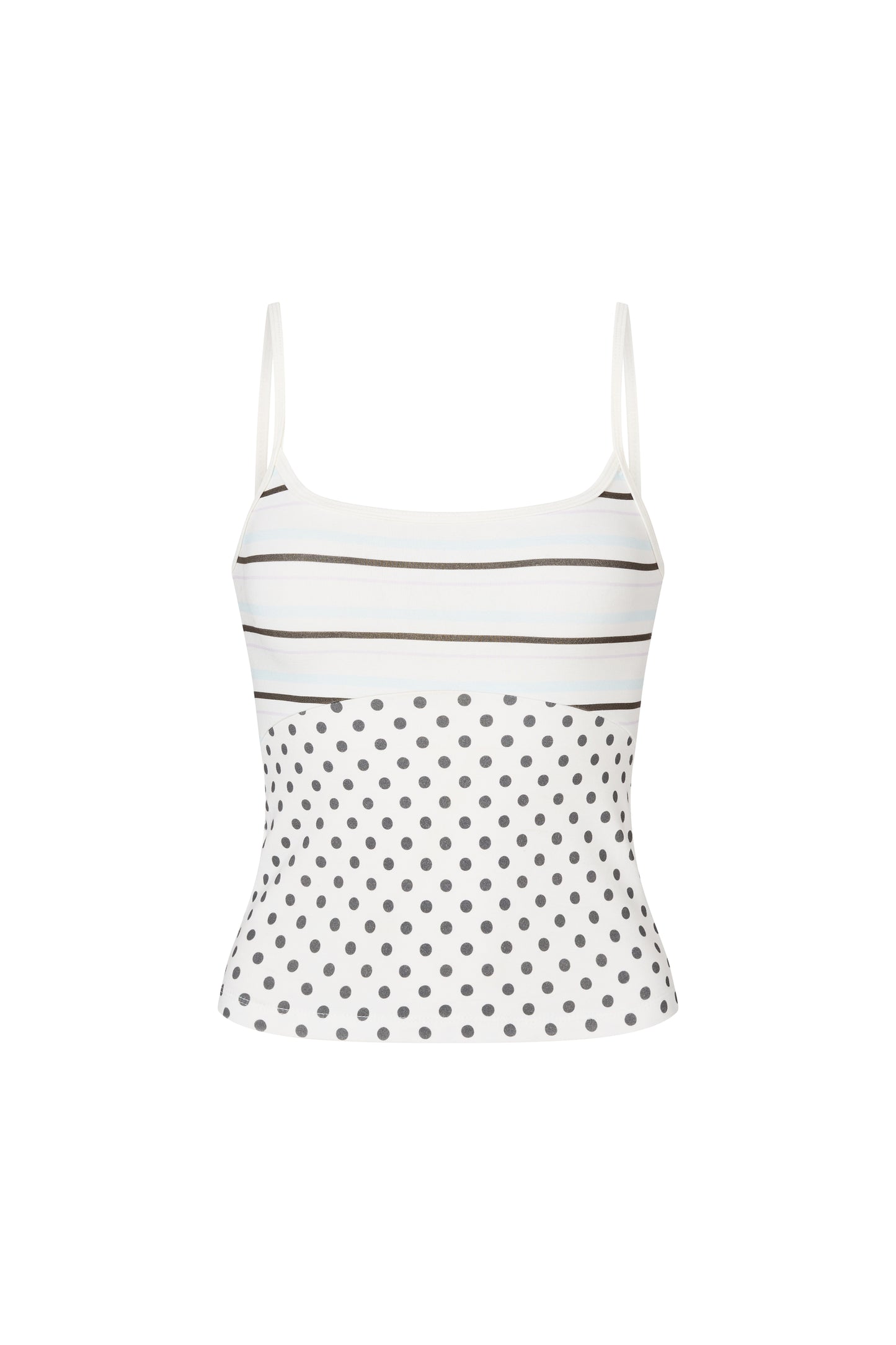 Printed Spaghetti Strap Tank - White