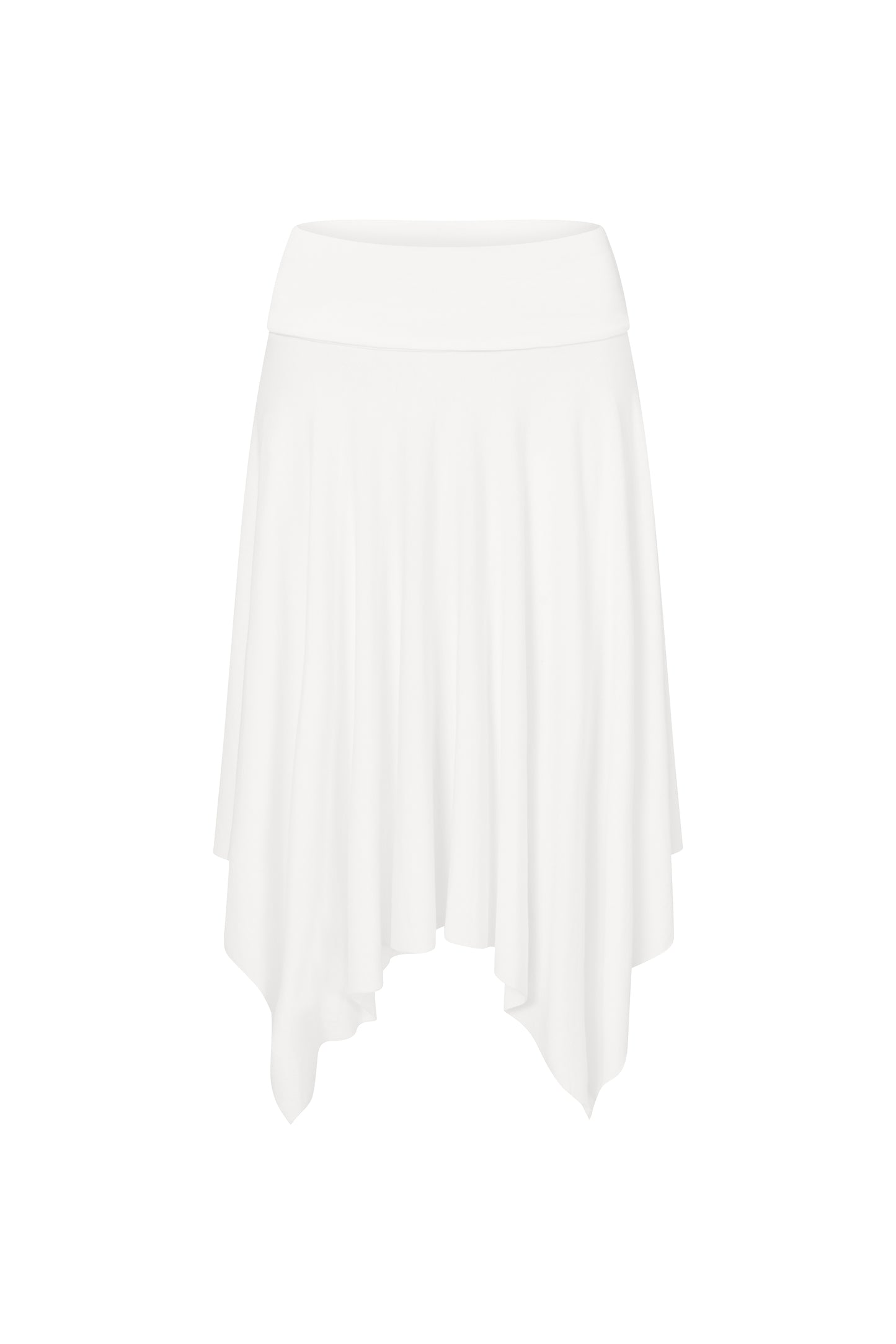Asymmetric Fold Over Skirt - White