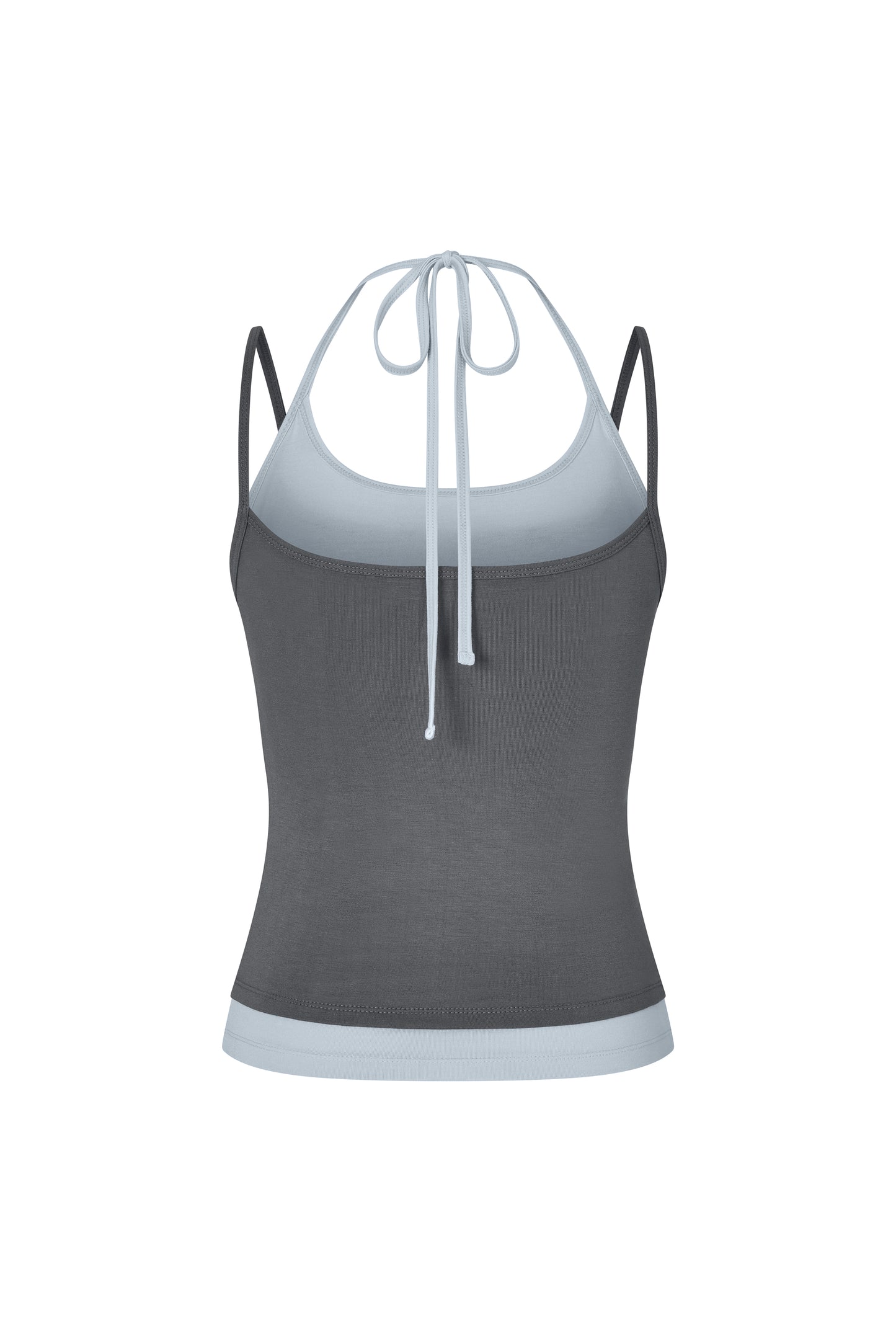 Layered Halter Neck Tank - Charcoal-Sky