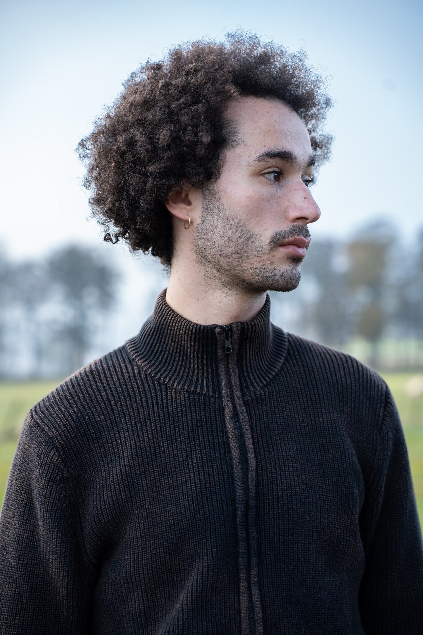 Washed Knit Zipped Jacket