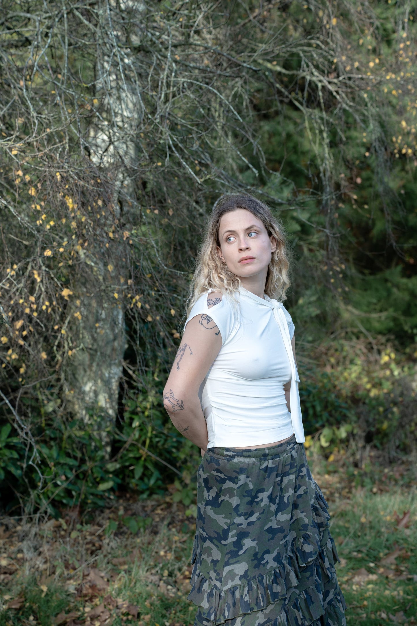 High Neck Top - White