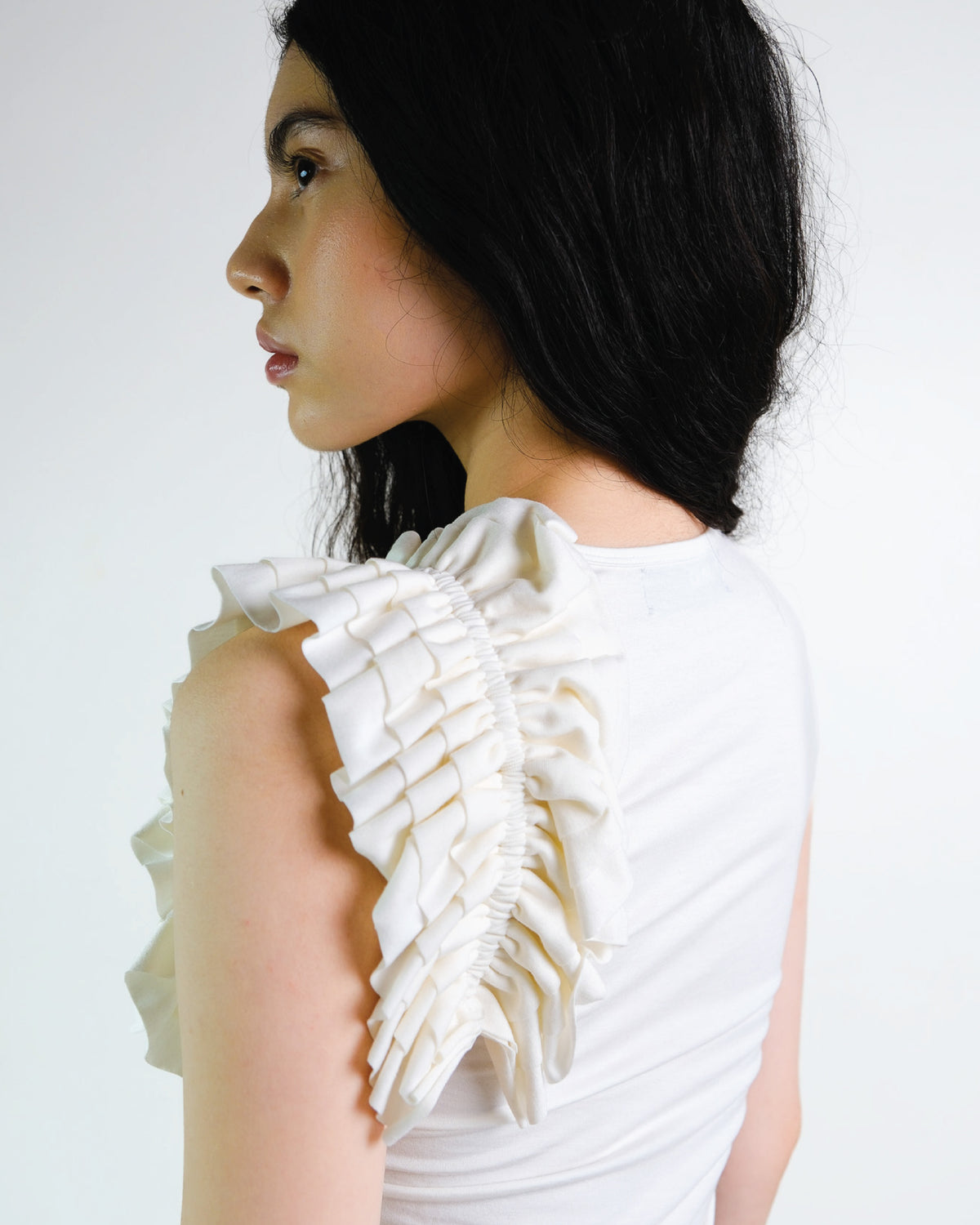 Ruffle Tank Top in White