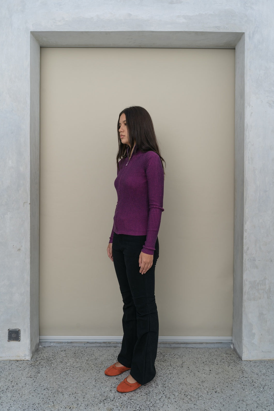 Gradient Knit Jacket - Eggplant