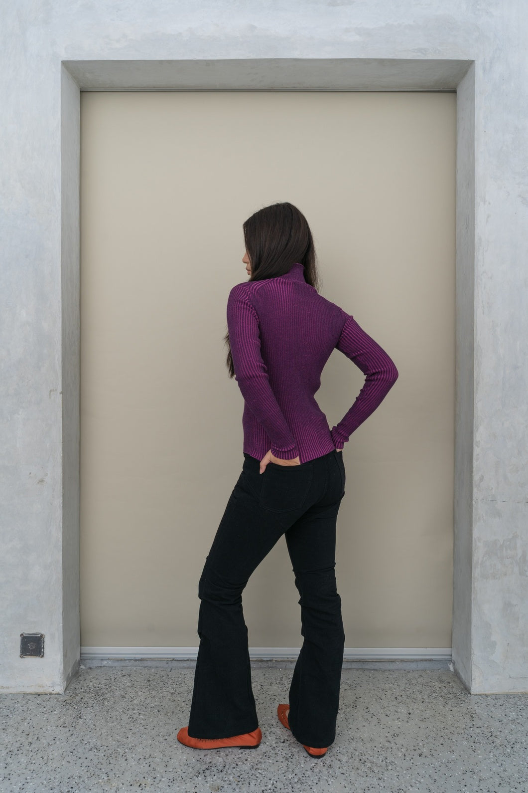 Knee Gathered Flared Jeans