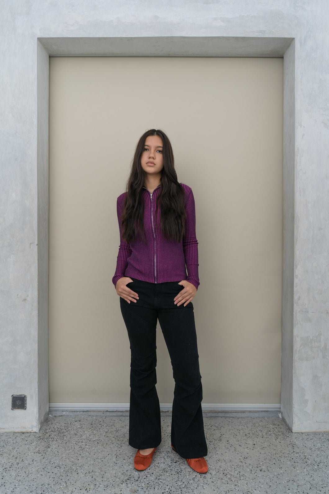 Gradient Knit Jacket - Eggplant