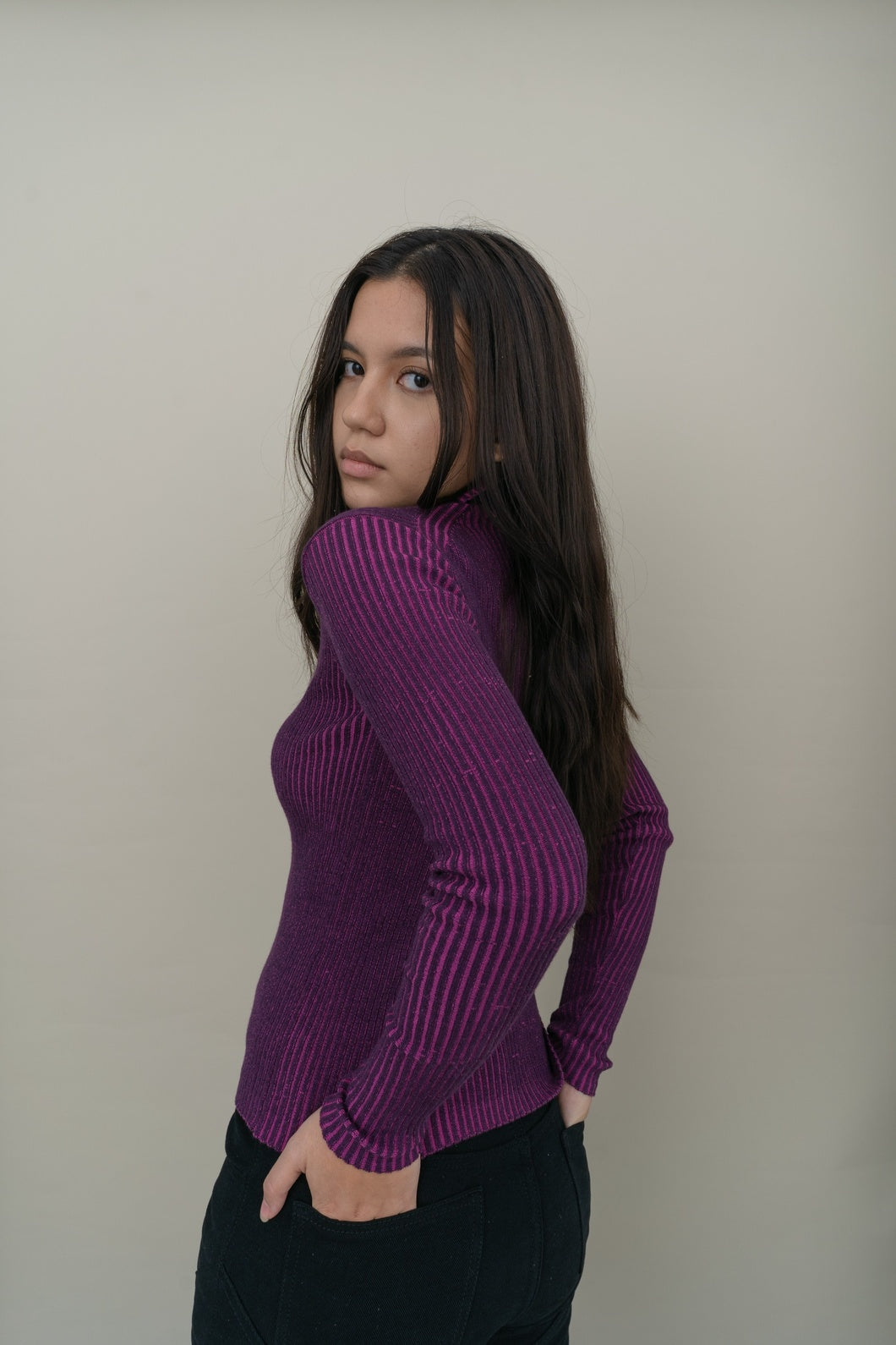 Gradient Knit Jacket - Eggplant