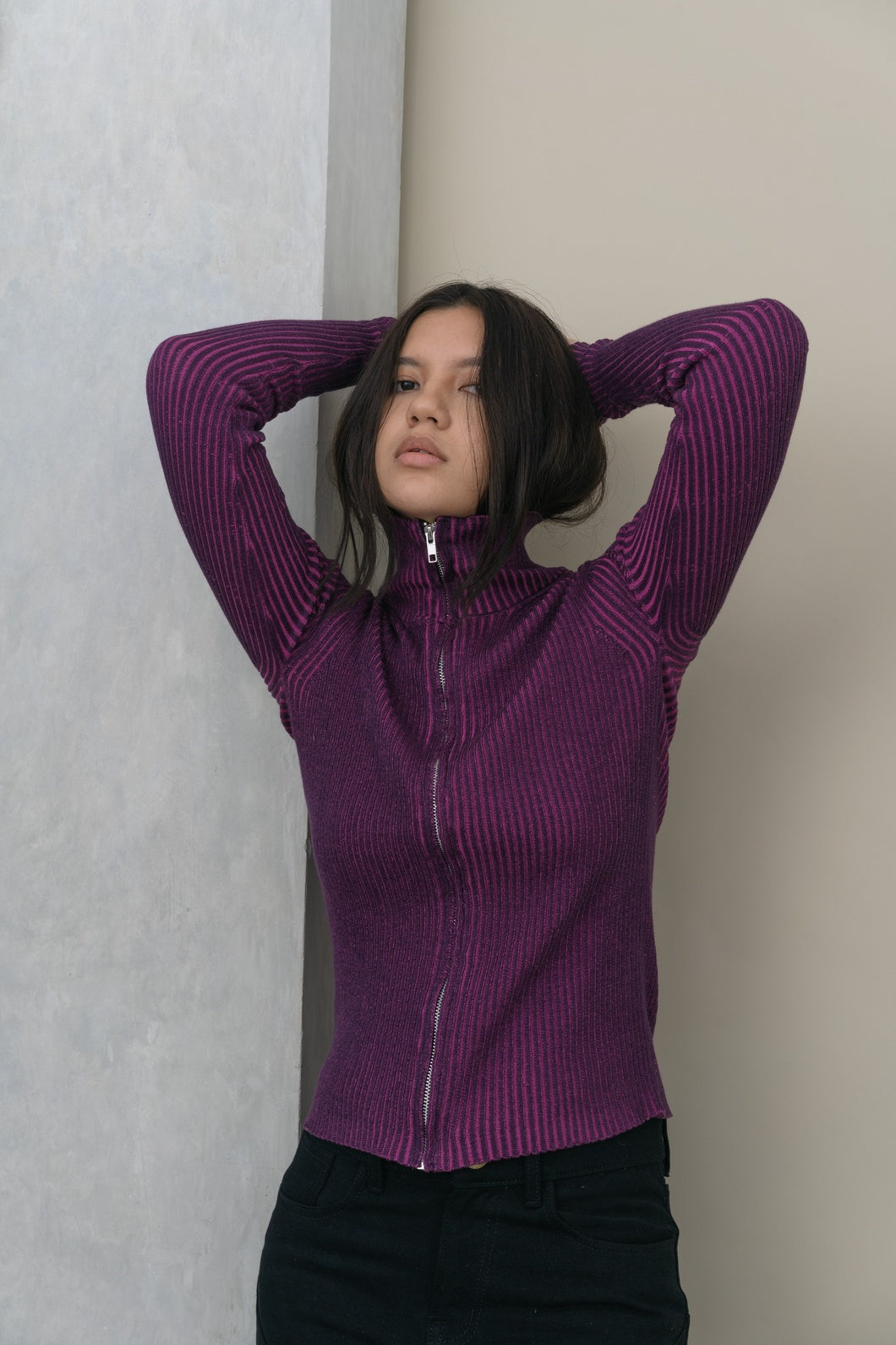 Gradient Knit Jacket - Eggplant