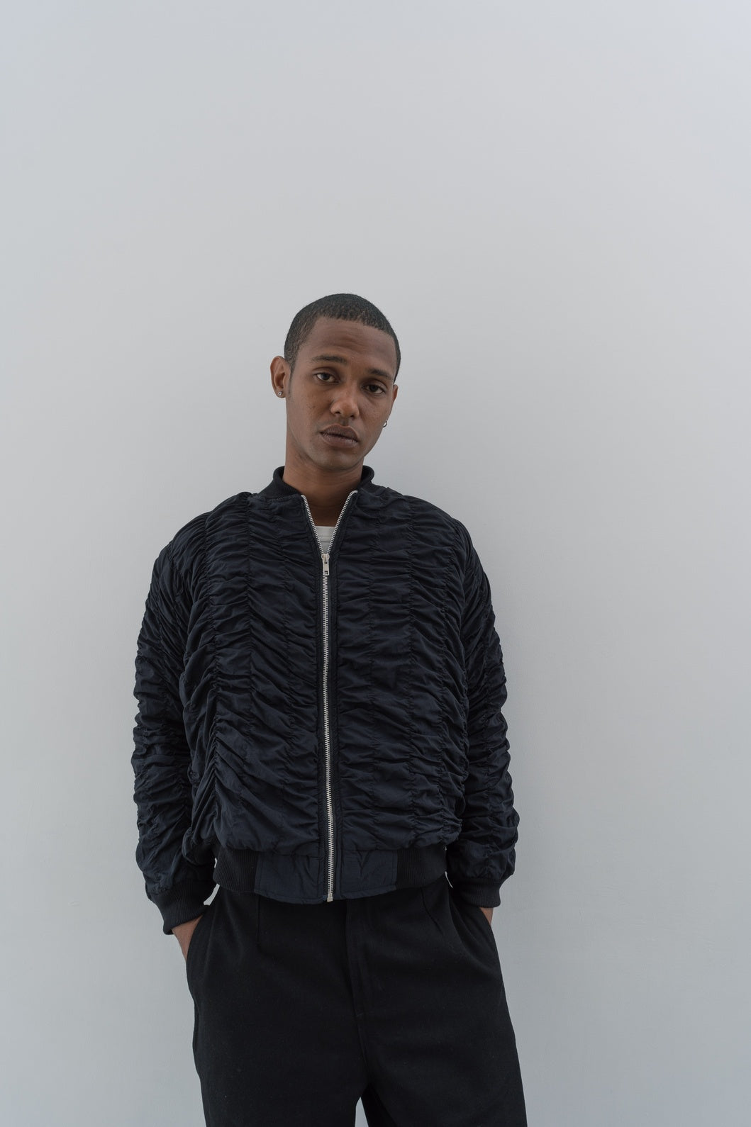 Ruched Bomber Jacket