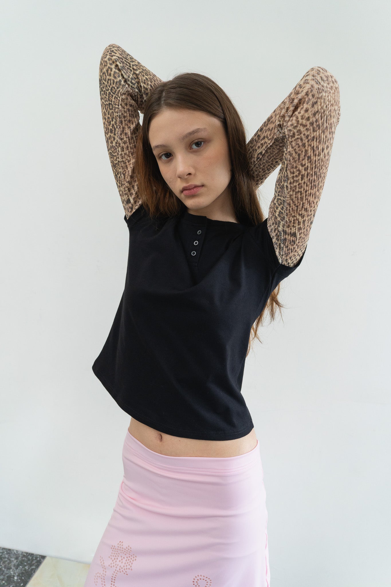Leopard Henley Top