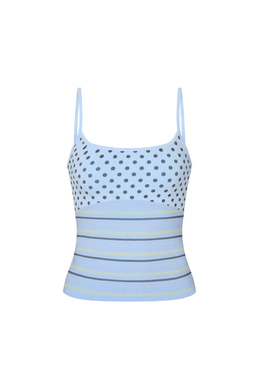 Printed Spaghetti Strap Tank - Sky