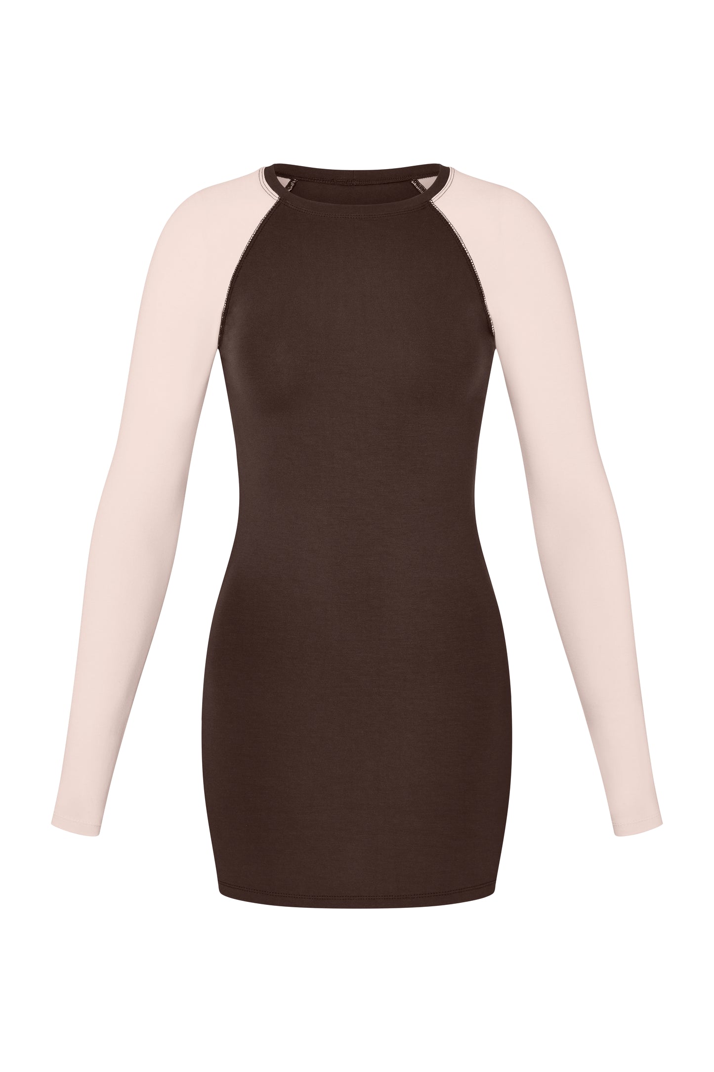 Raglan Mini Dress - Powder-Brown