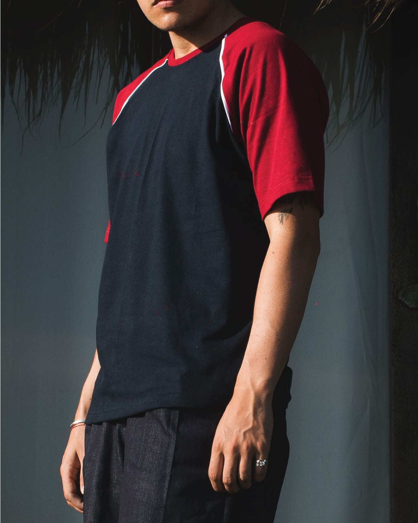 Heavy Raglan Short Sleeve Top - Navy