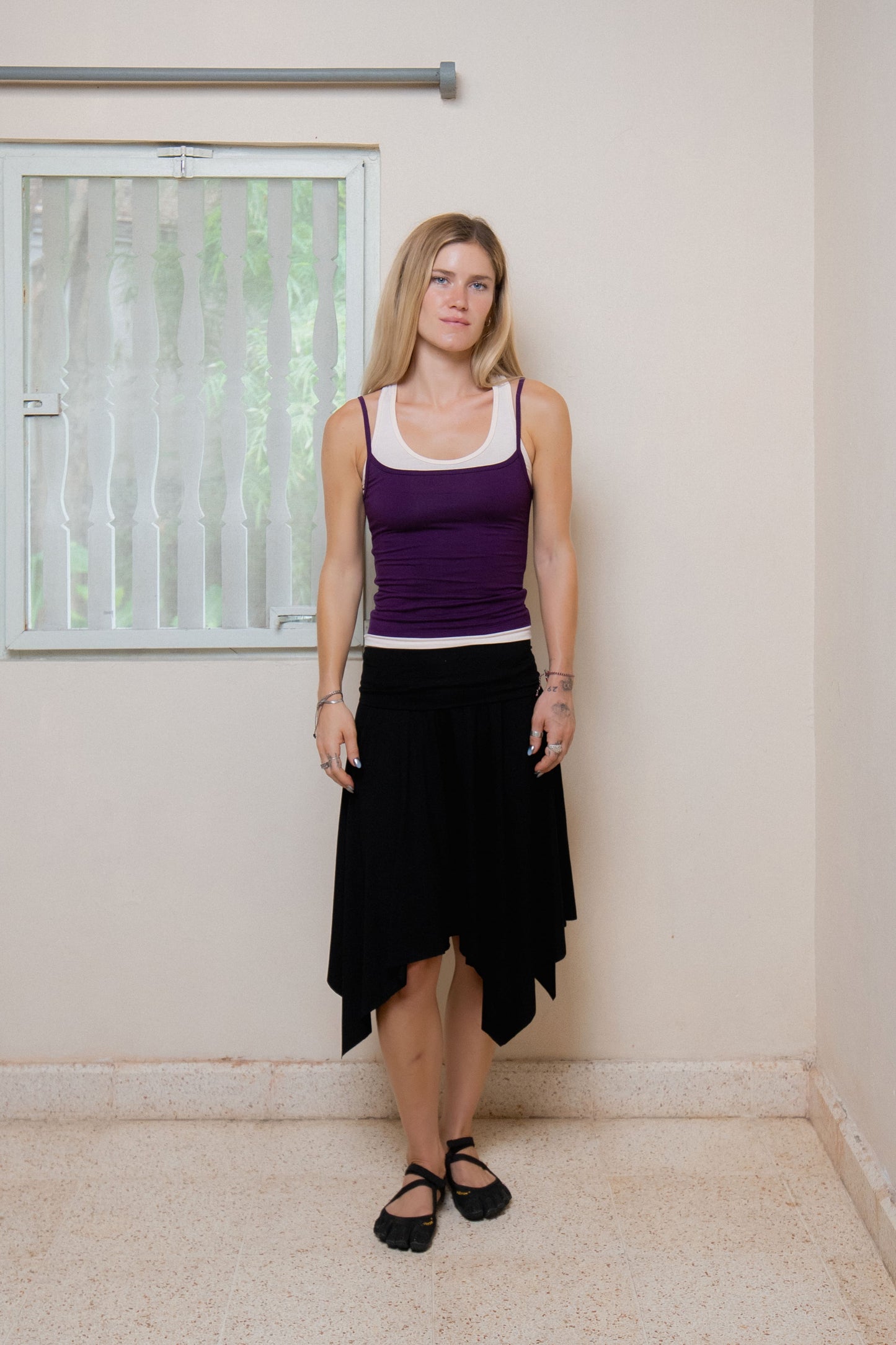 Asymmetric Fold Over Skirt - Black