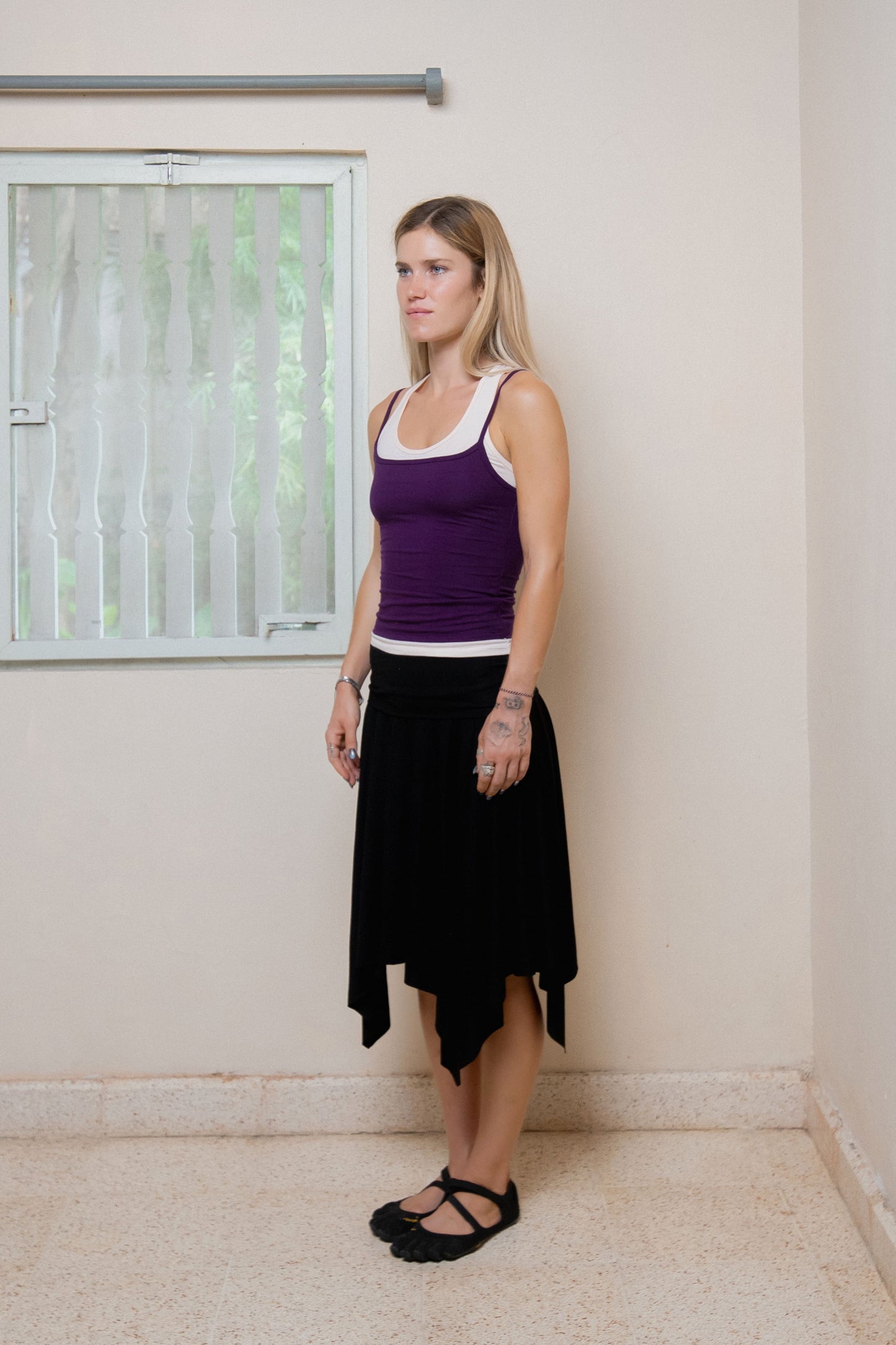 Asymmetric Fold Over Skirt - Black