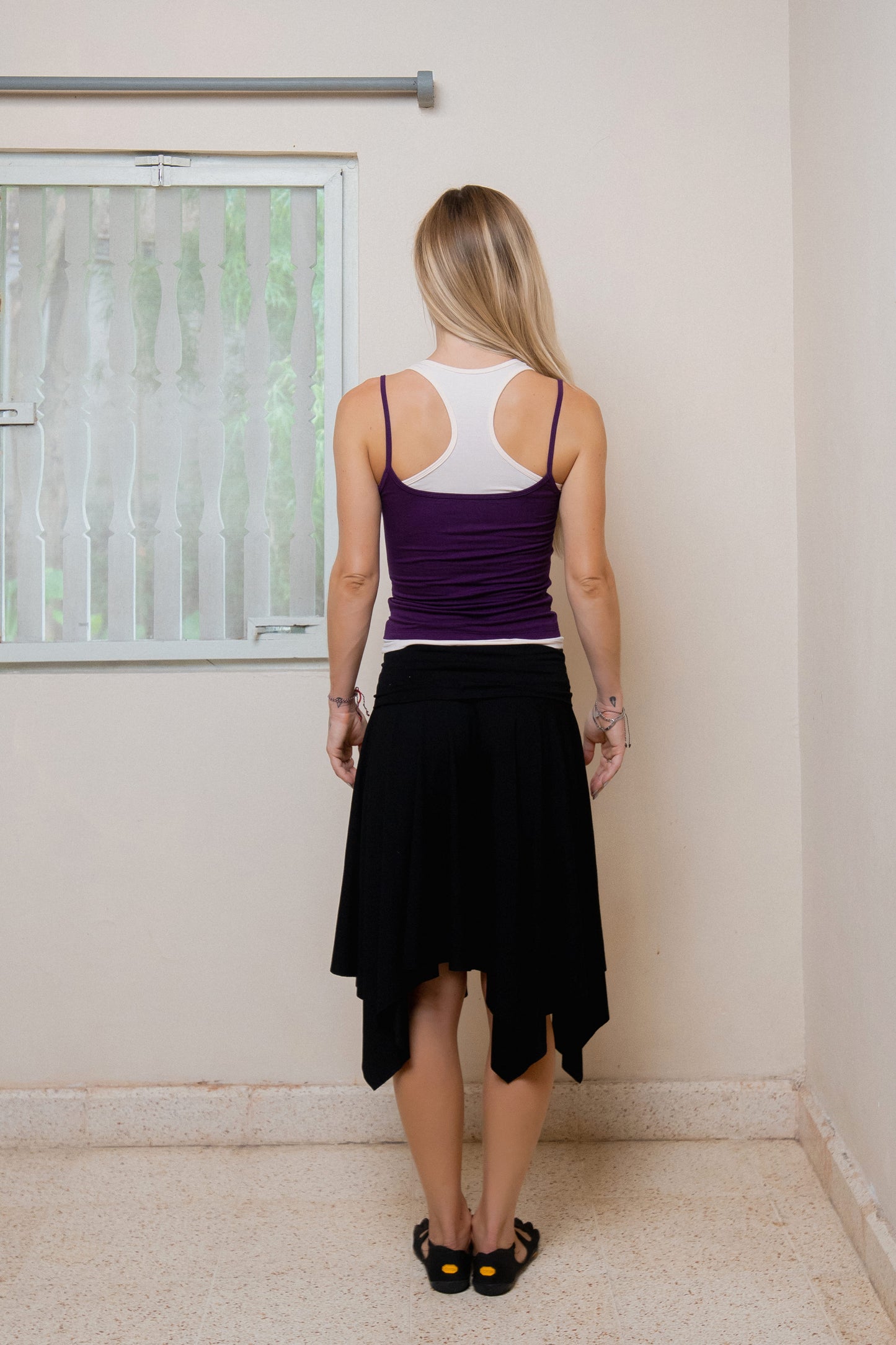 Asymmetric Fold Over Skirt - Black