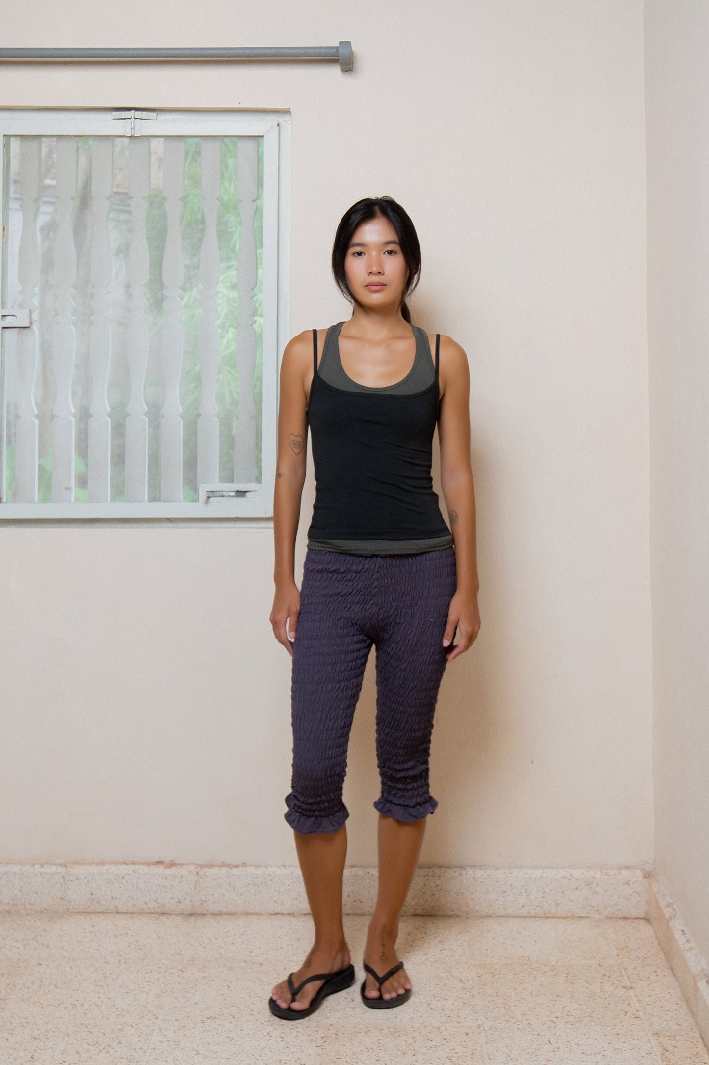 Layered Crew Neck Tank - Midnight-Charcoal