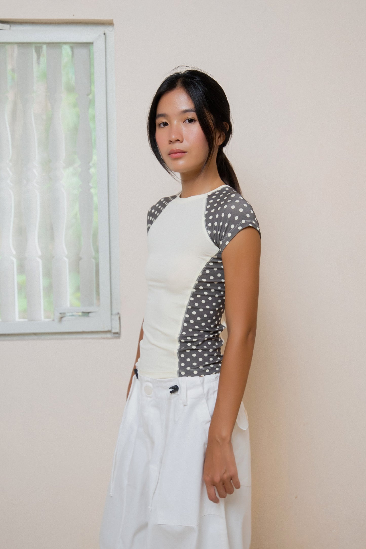 Raglan T-shirt - Polkadot-Yellow