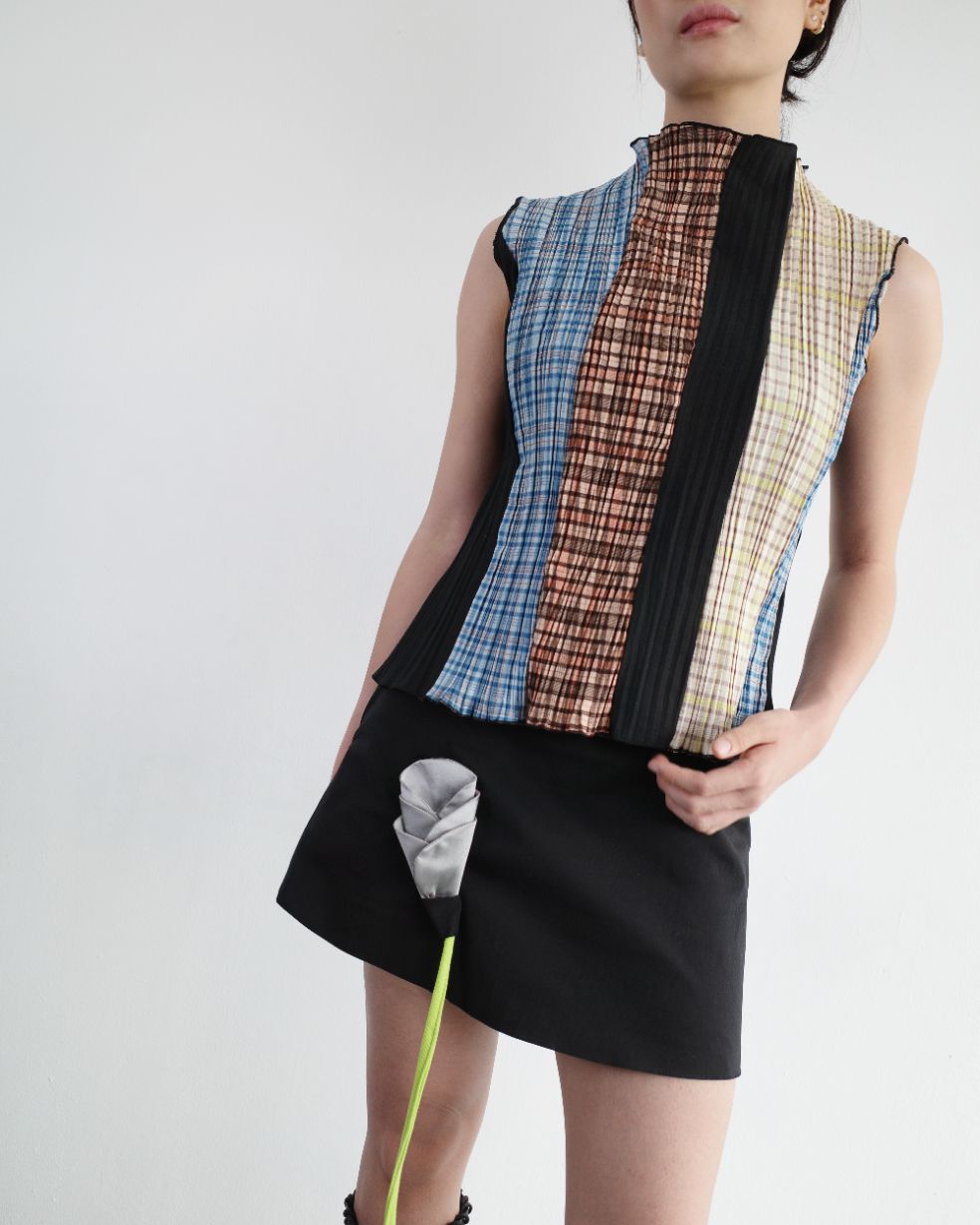 Pleated Patchwork Top