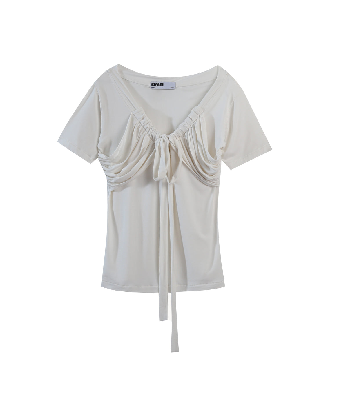 V-Neck Ruched Top in Broken White
