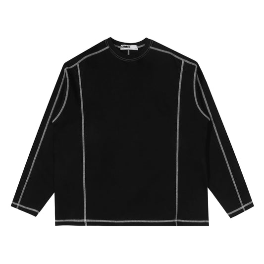 Heavy Raglan Long Sleeve Top - Black