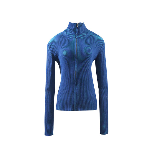 Gradient Knit Jacket in Cyan