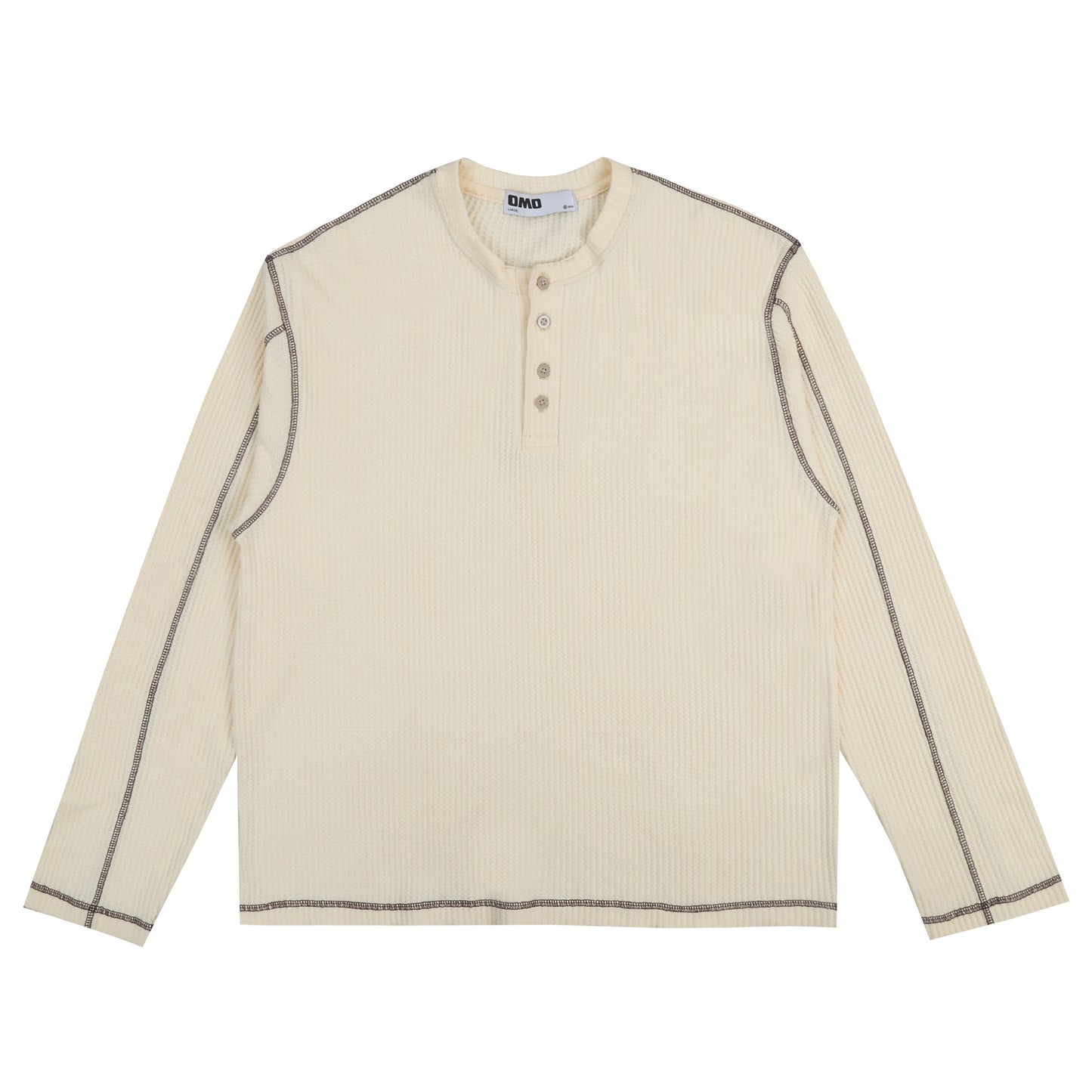 Washed Henley Shirt in Beige
