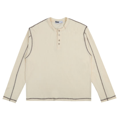 Washed Henley Shirt in Beige