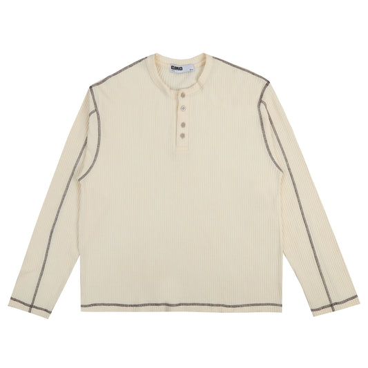 Washed Henley Shirt in Beige
