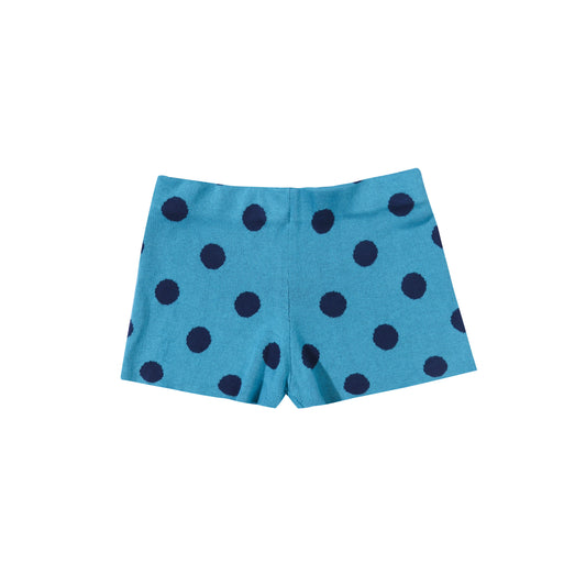 Polkadot Knit Shorts - Teal