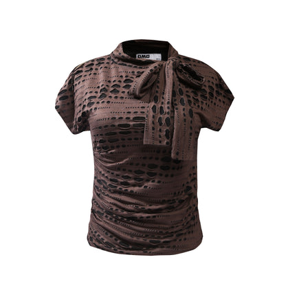 High Neck Top - Brown