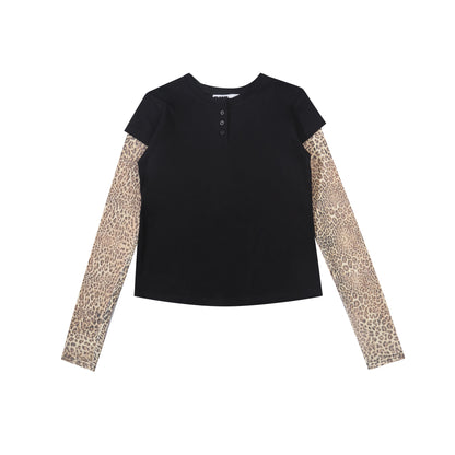 Leopard Henley Top