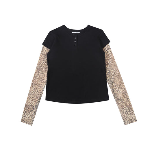 Leopard Henley Top
