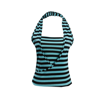 Bandeau Twist Top in Black/Mint