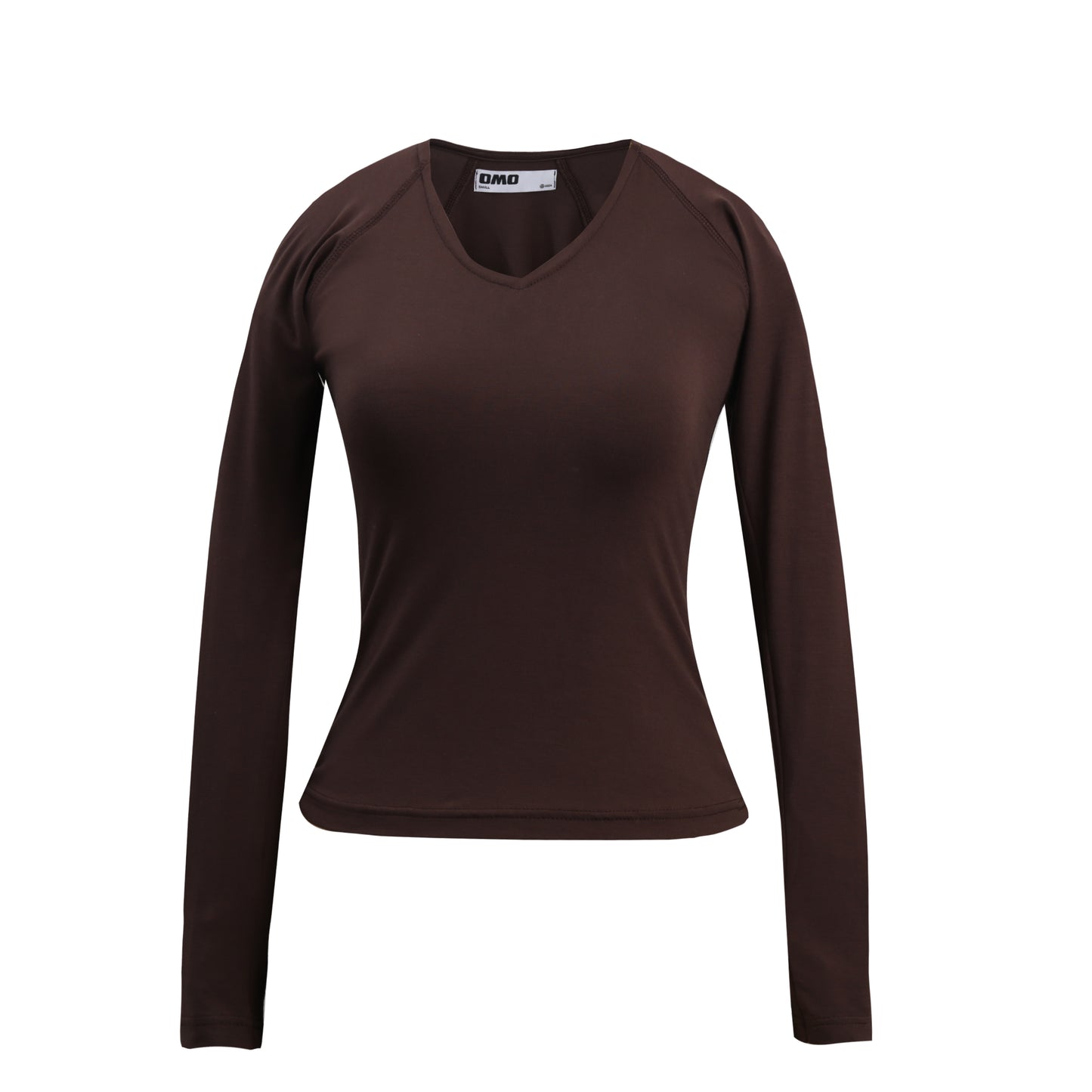 V-Neck Long Sleeve Top in Brown