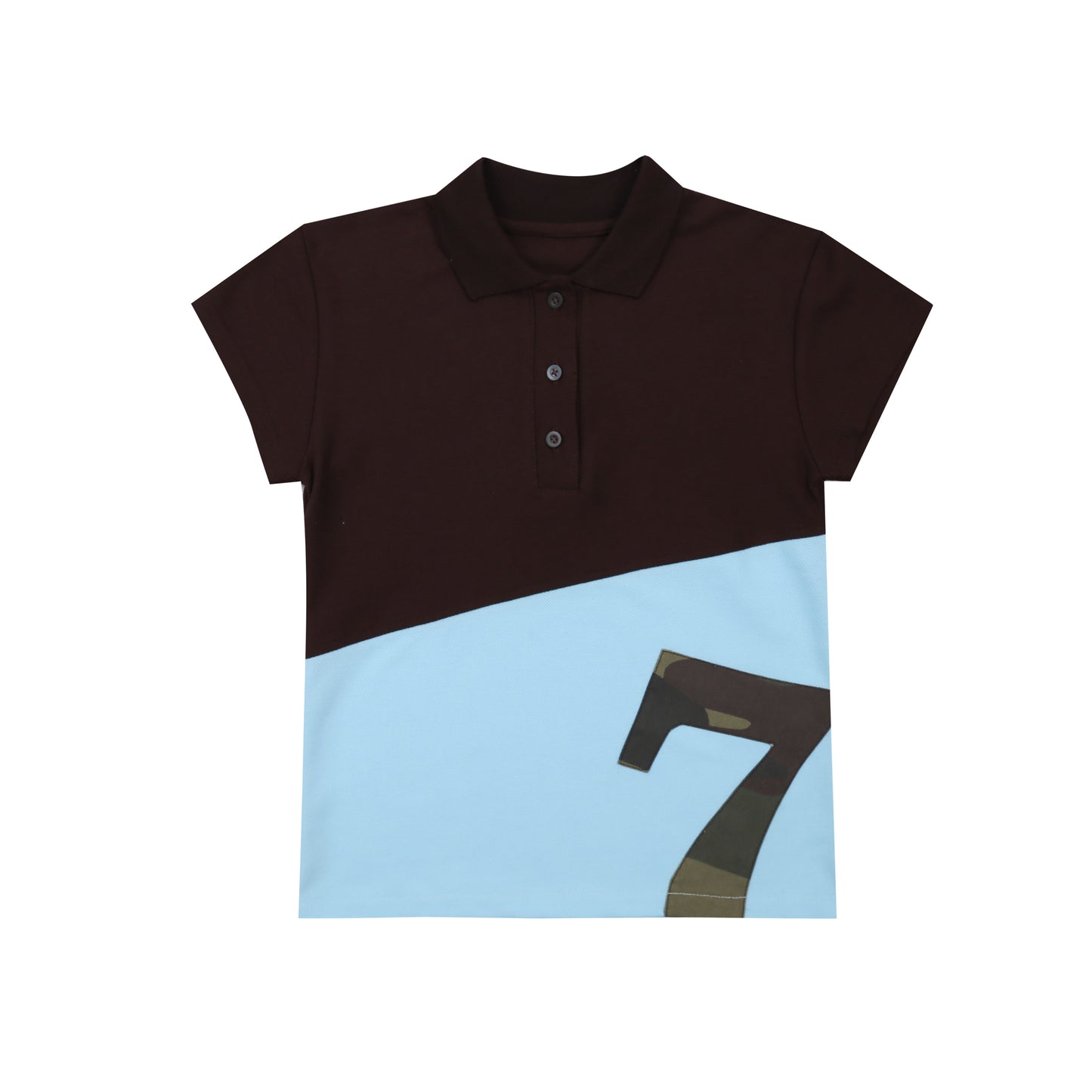 Polo 7 Top in Brown/Aqua
