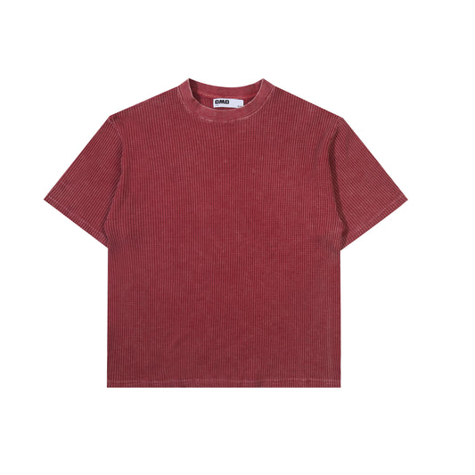 Waffle Washed Tee in Red