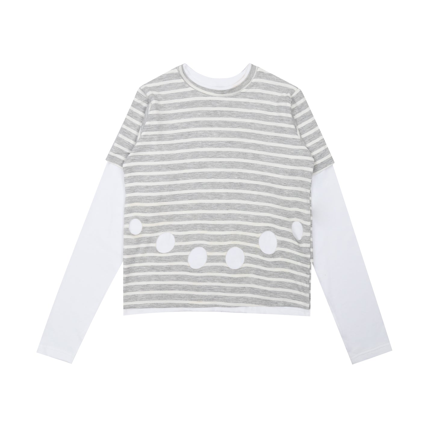 Pom Layer Stripes in Grey/White