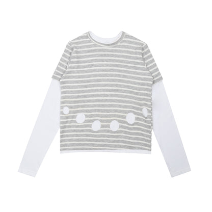 Pom Layer Stripes in Grey/White