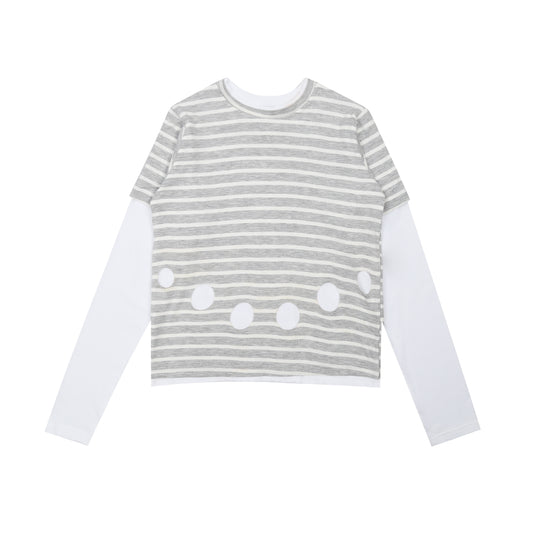 Pom Layer Stripes in Grey/White