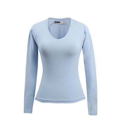 V-Neck Long Sleeve Top in Baby Blue