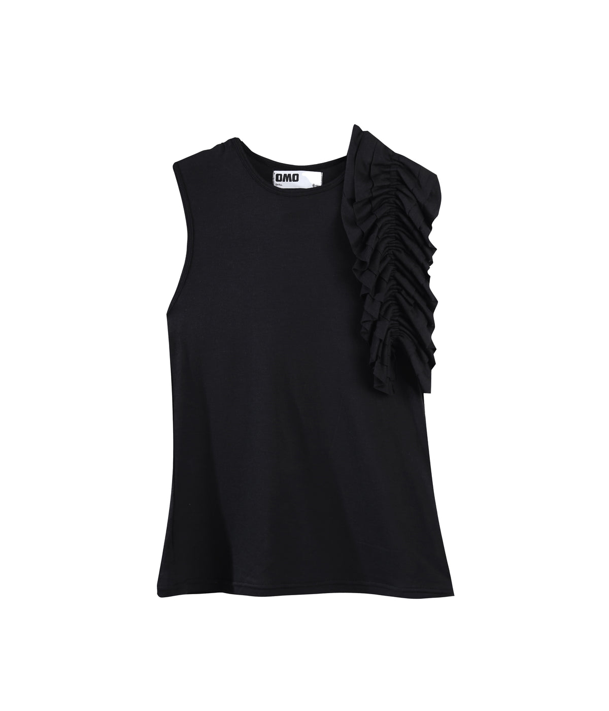 Ruffle Tank Top in Black