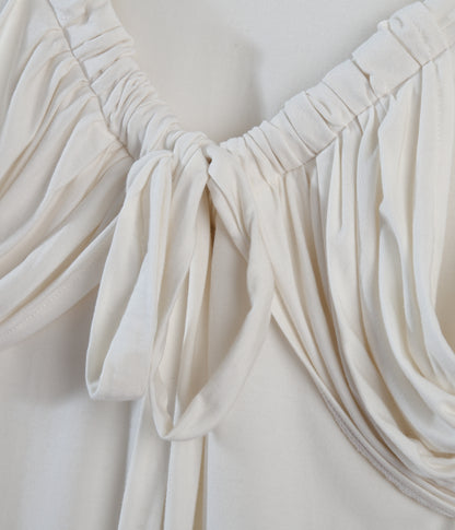 V-Neck Ruched Top in Broken White